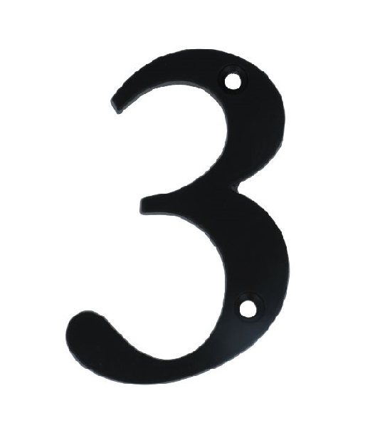 Huisnummer 3 Klein IJzer Zwart 80 mm