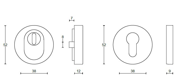 SKG3 Veiligheid-rozet + kerntrekbeveiliging BVEIL-KT Brons