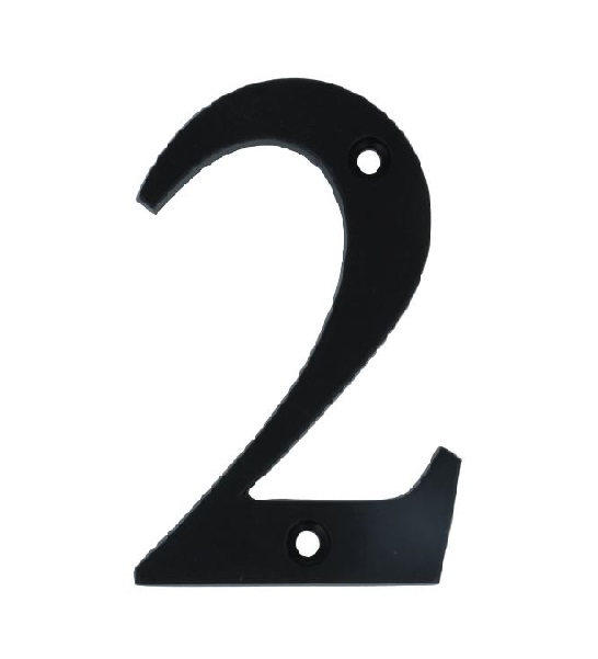 Huisnummer 2 Klein IJzer Zwart 80 mm