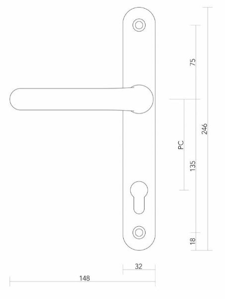 S2 veiligheidsbeslag Aluminium Buiten Vlak SKG**