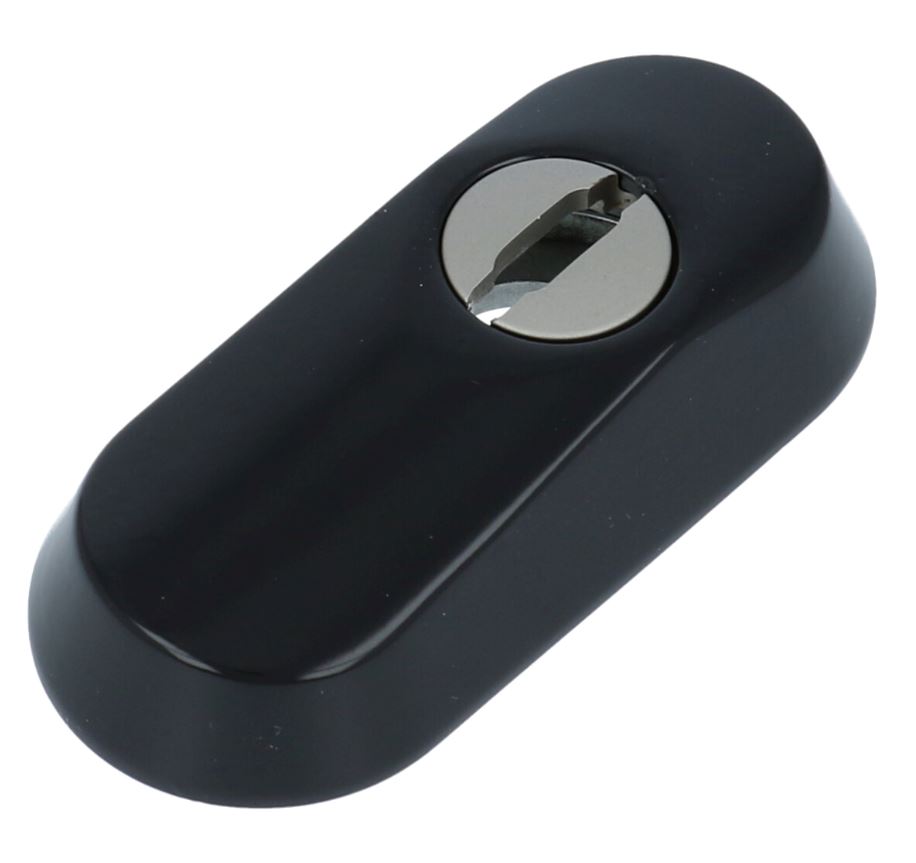 Veiligheid-Schuifrozet + kerntrekbeveiliging Ovaal 80x35x16mm Zwart