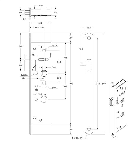 Mauer Magneet Smal Loopslot 4445 F 35 mm Zwarte Voorplaat