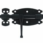 Deurgrendel met ronde schoot sluitlus en sluitplaat zwart gelakt 100x60 mm