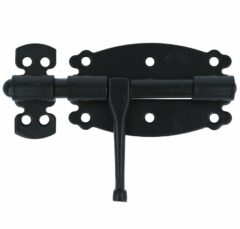 Deurgrendel met ronde schoot sluitlus en sluitplaat zwart gelakt 100x60 mm