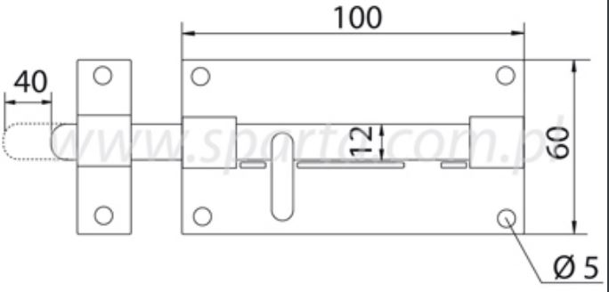Deurgrendel met ronde schoot sluitlus en sluitplaat zwart gelakt 100x60 mm