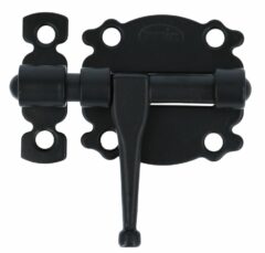 Deurgrendel met ronde schoot sluitlus en sluitplaat zwart gelakt 50x48 mm