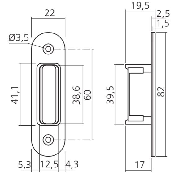 Magneet Cilinderslot PC85 Met Chroom gesatineerde Voorplaat