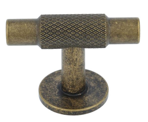 T-Knop Zamac 54 mm messing antiek