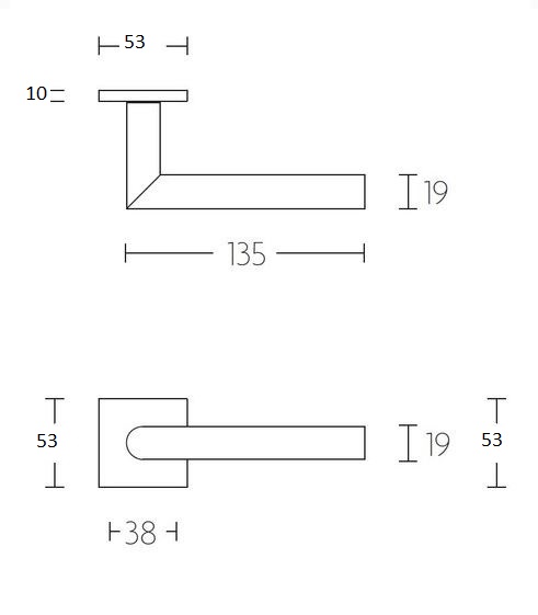 Deurkruk Basis Twee op geveerd rozet Mat Zwart