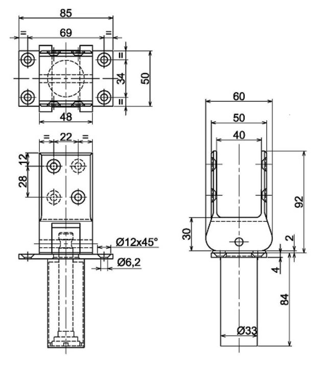 Deurveerscharnier HAWGOOD 42/41 RVS 40 mm