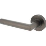 Gatdeel Links Deurkruk Bastian op ronde rozet Antraciet Grijs