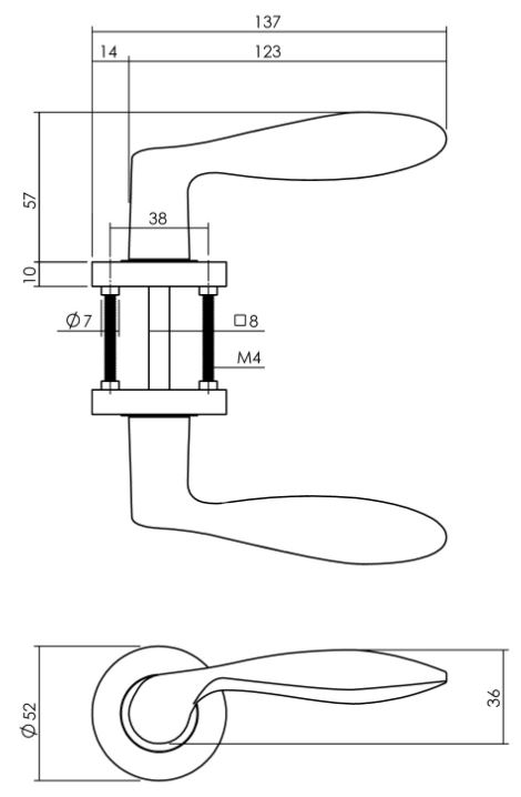 Gatdeel Rechts Deurkruk George op ronde rozet Antraciet Grijs