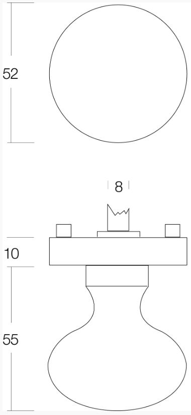 Knop vast op ronde rozet antraciet grijs