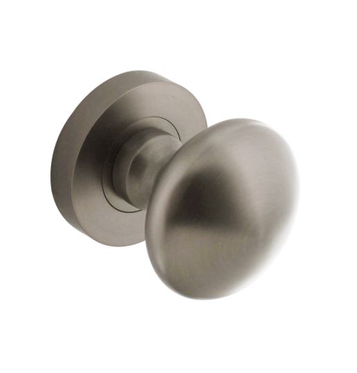 Knop vast op ronde rozet antraciet grijs