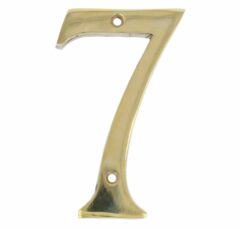 Huisnummer 7 Messing Ongelakt 100 mm