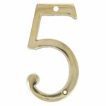 Huisnummer 5 Messing Ongelakt 100 mm