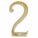 Huisnummer 2 Messing Ongelakt 100 mm