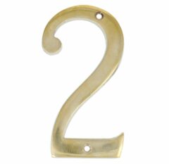 Huisnummer 2 Messing Ongelakt 100 mm