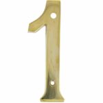 Huisnummer 1 Messing Ongelakt 100 mm
