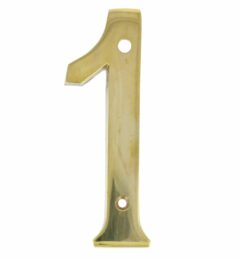 Huisnummer 1 Messing Ongelakt 100 mm
