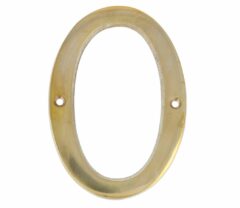 Huisnummer 0 Messing Ongelakt 100 mm