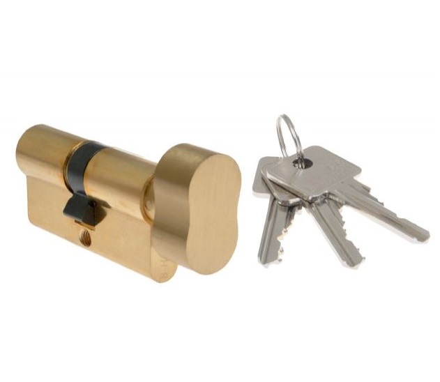 Profielcilinder met knop Standaard 30/30 Messing