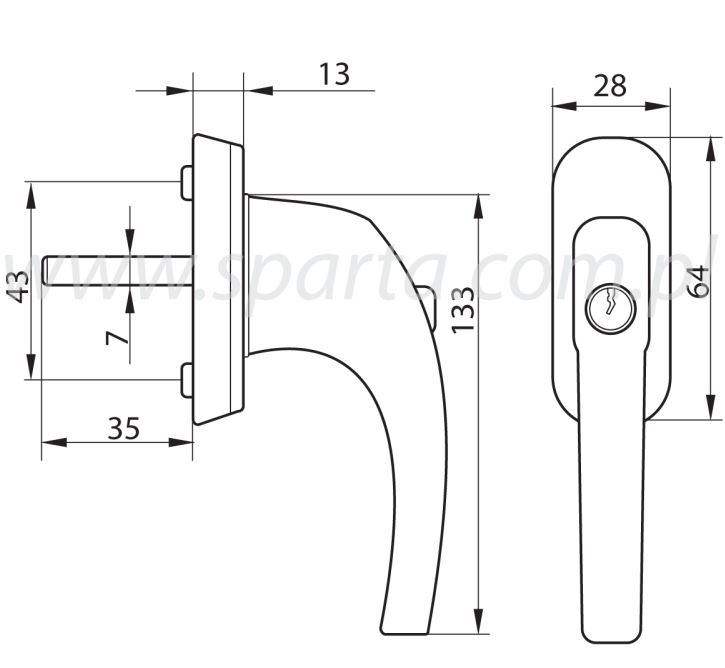 Draaikiepgarnituur afsluitbaar Recht Aluminium Zwart