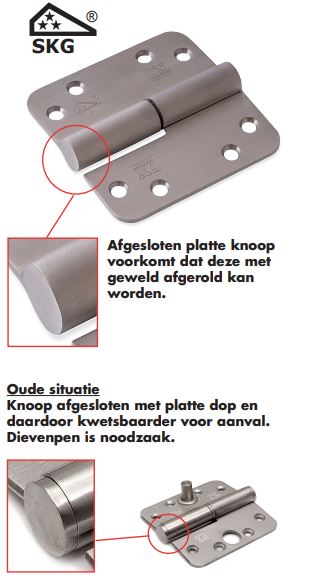 SKG3 Kogelstift paumelle Ronde hoek 89x150 mm links RVS Zwart Gelakt