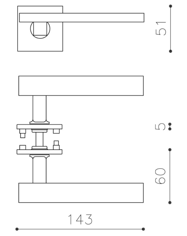 Olivari deurkruk Space Q op rozet chroom mat