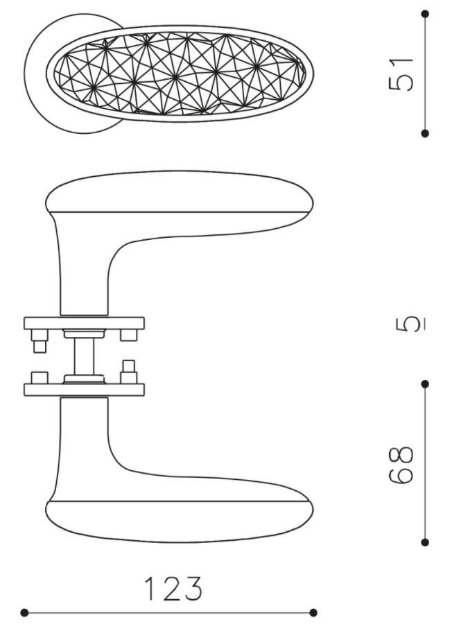 Olivari deurkruk Crystal Diamond op rozet messing titaan PVD