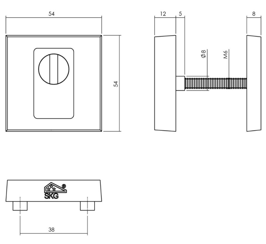 Olivari veiligheidsrozet SKG*** met kerntrekbeveiliging massief vierkant RVS mat titaan PVD