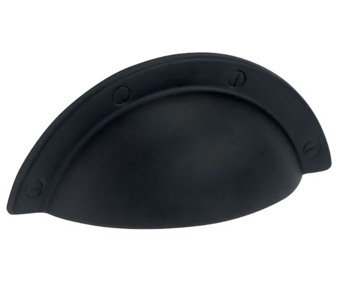 Komgreep Schelp Mat Zwart 64 mm