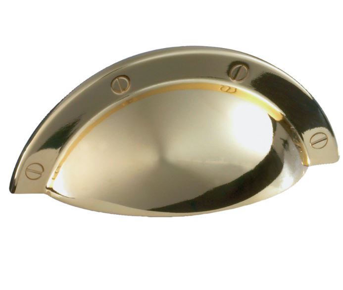 Komgreep Schelp Messing Gepolijst 64 mm