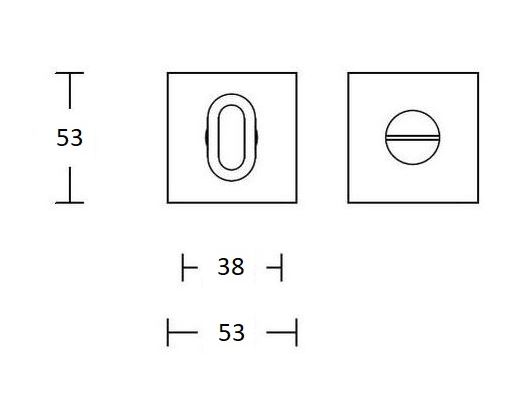 WC-sluiting 53x53x9 mm Vierkant Zwart