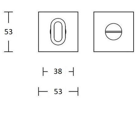 WC-sluiting 53x53x8 mm Vierkant RVS