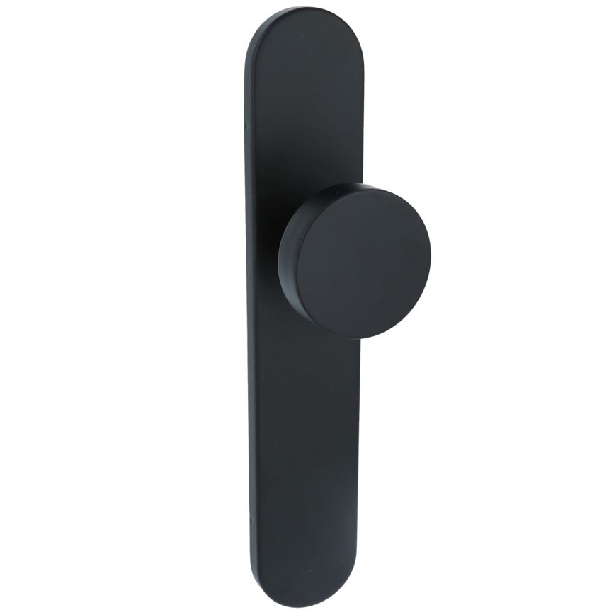 Ovaal Schild Met vaste knop Blind RVS Mat Zwart