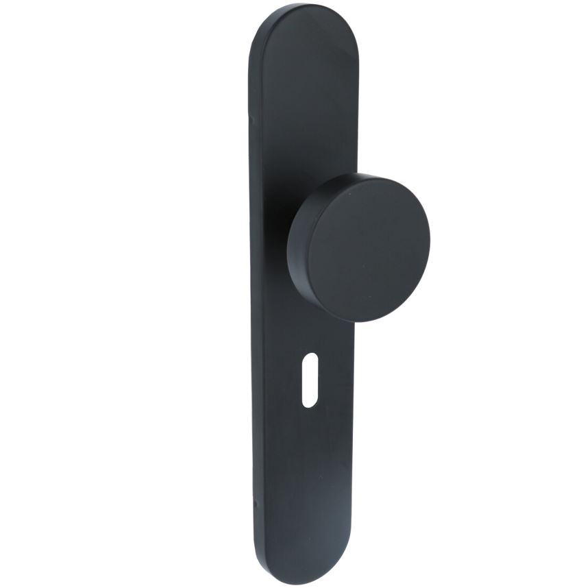 Ovaal Schild Met vaste knop SL56 RVS Mat Zwart