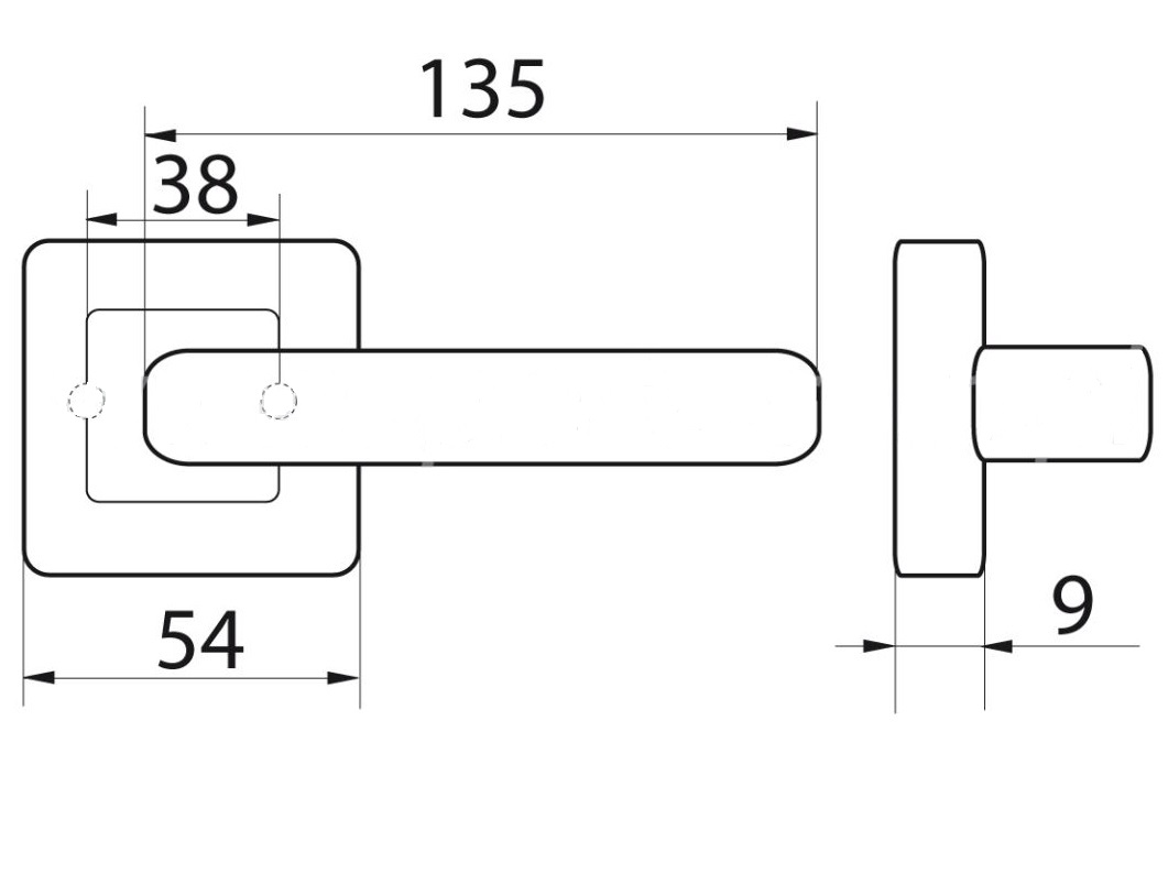 Deurkruk Timo Zwart op Vierkant Rozet