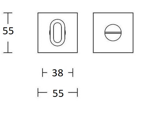 WC-sluiting 55x55x10 mm Vierkant Zwart