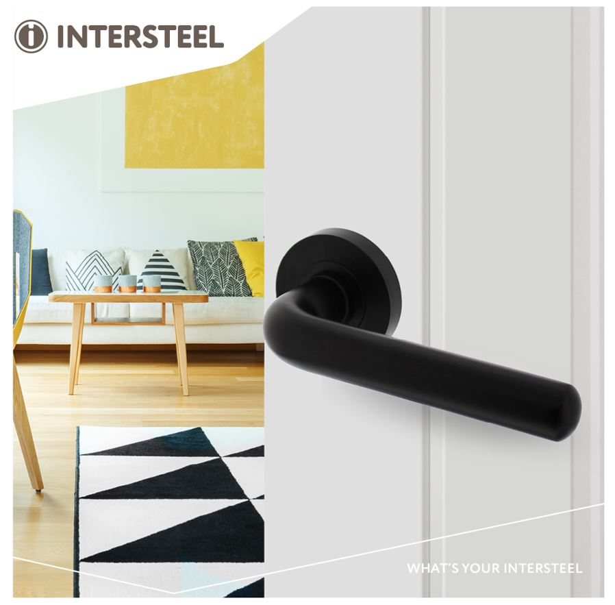 Intersteel deurklink Agatha op ronde rozet 53x8mm met nokken mat zwart - Afbeelding 3