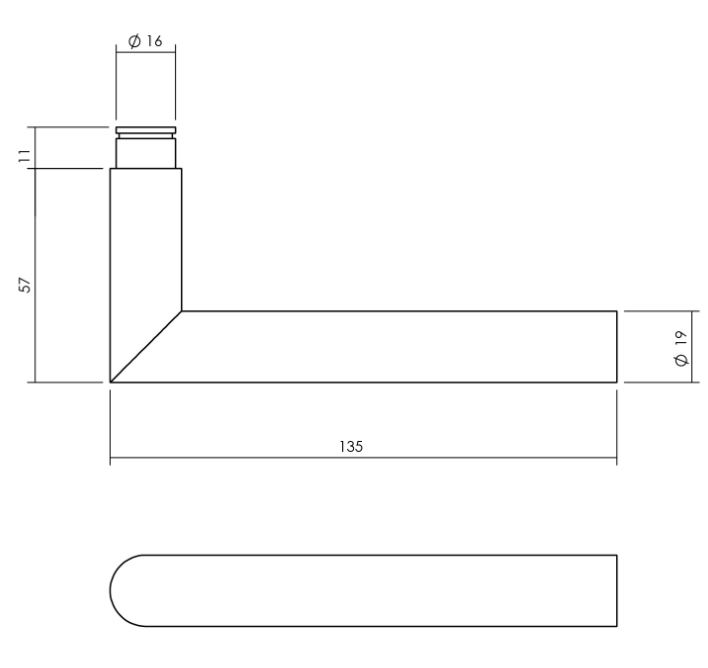 Set kruk-espagnolet links Hoek 90° ø19mm incl stangenset 2x 1245mm rvs zwart