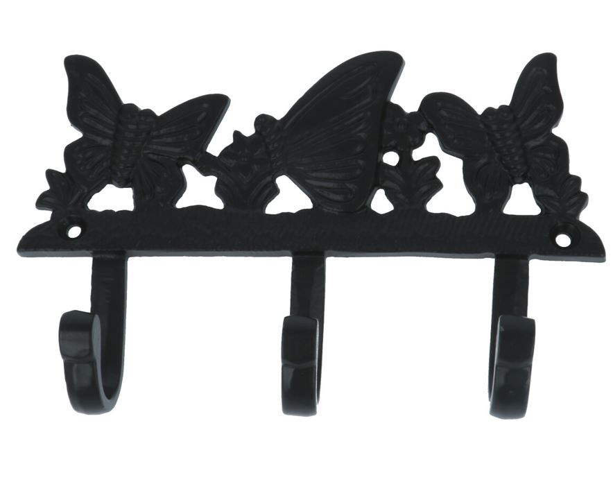 Kapstokrek Vlinder ijzer zwart