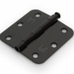 Scharnier met losse pen ronde hoeken 76x76 mm zwart gelakt