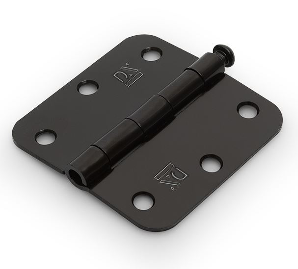 Scharnier met losse pen ronde hoeken 76x76 mm zwart gelakt