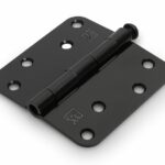 Scharnier met losse pen ronde hoeken 89x89 mm zwart gelakt