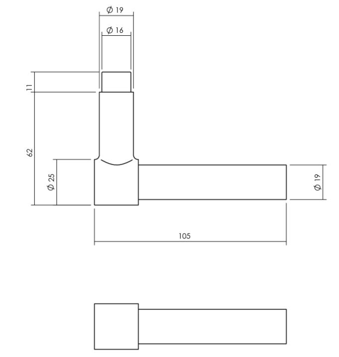 Set kruk-espagnolet links L-recht incl stangenset 2x 1245mm rvs zwart