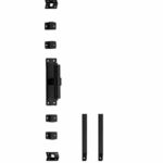 Set kruk-espagnolet rechts T-recht incl stangenset 2x 1245mm rvs zwart