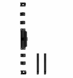 Set kruk-espagnolet rechts T-recht incl stangenset 2x 1245mm rvs zwart