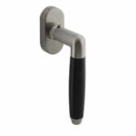 Raamkruk Combinatie rvs/zwart op stalen ovale rozet RVS