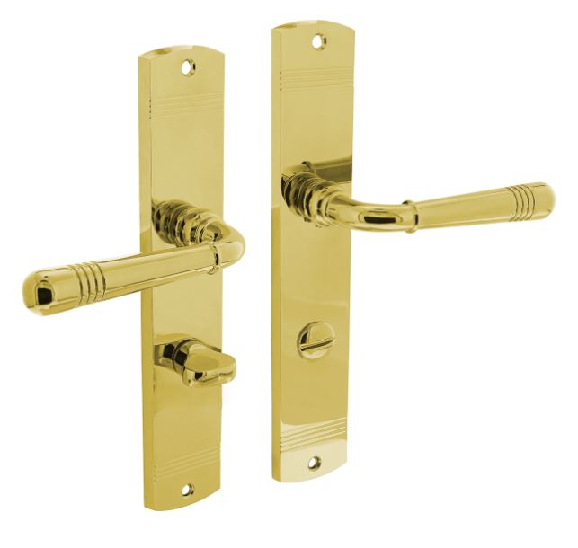 Intersteel Deurkruk Helena op schild WC63/8 Messing Gelakt